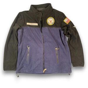 US Navy Cook Fleece‎ Jacket Zip Up Full Zip US Flag Patch Emblem Men's L